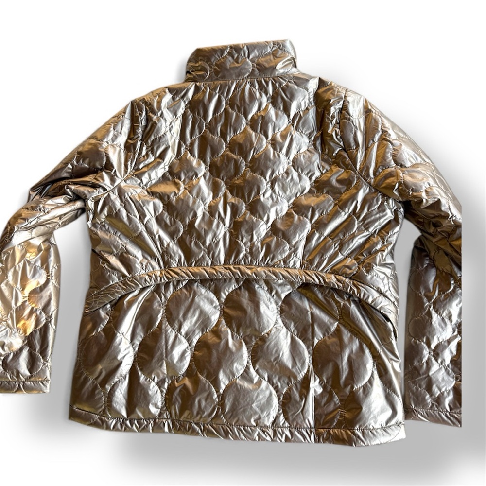 NWT Umgee Puffer Jacket Metallic matte gold pockets lined holiday zipper S M - Picture 6 of 17
